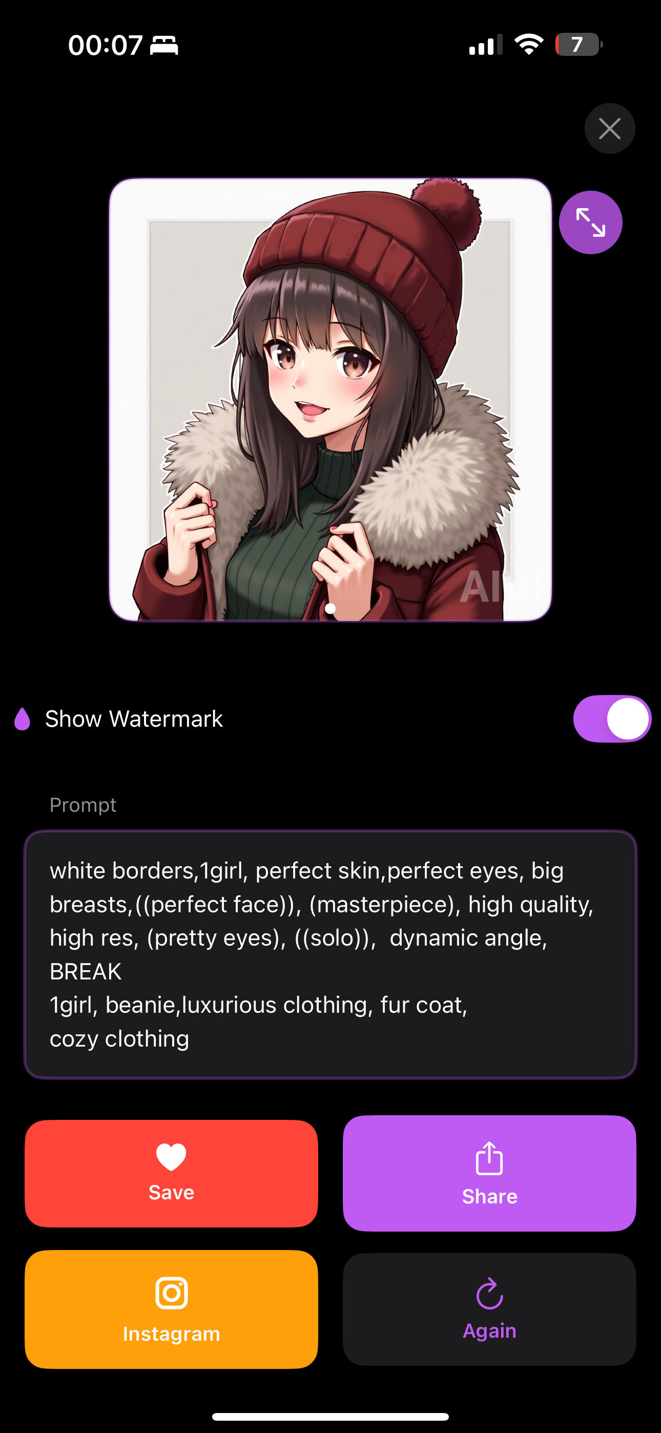 Aivi app screenshot showing generated artwork results